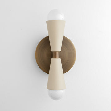 Cream Glass Shade Wall Sconce Brass Nickel Bedroom Living Room Hallway — 6 Finishes