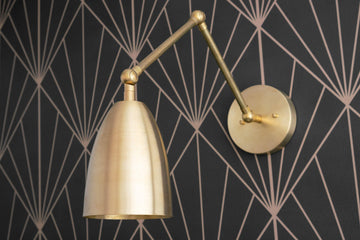 Swing Arm Wall Sconce Brass Adjustable Reading Light Bedroom Living Room — Swivel Optional 5 Finishes