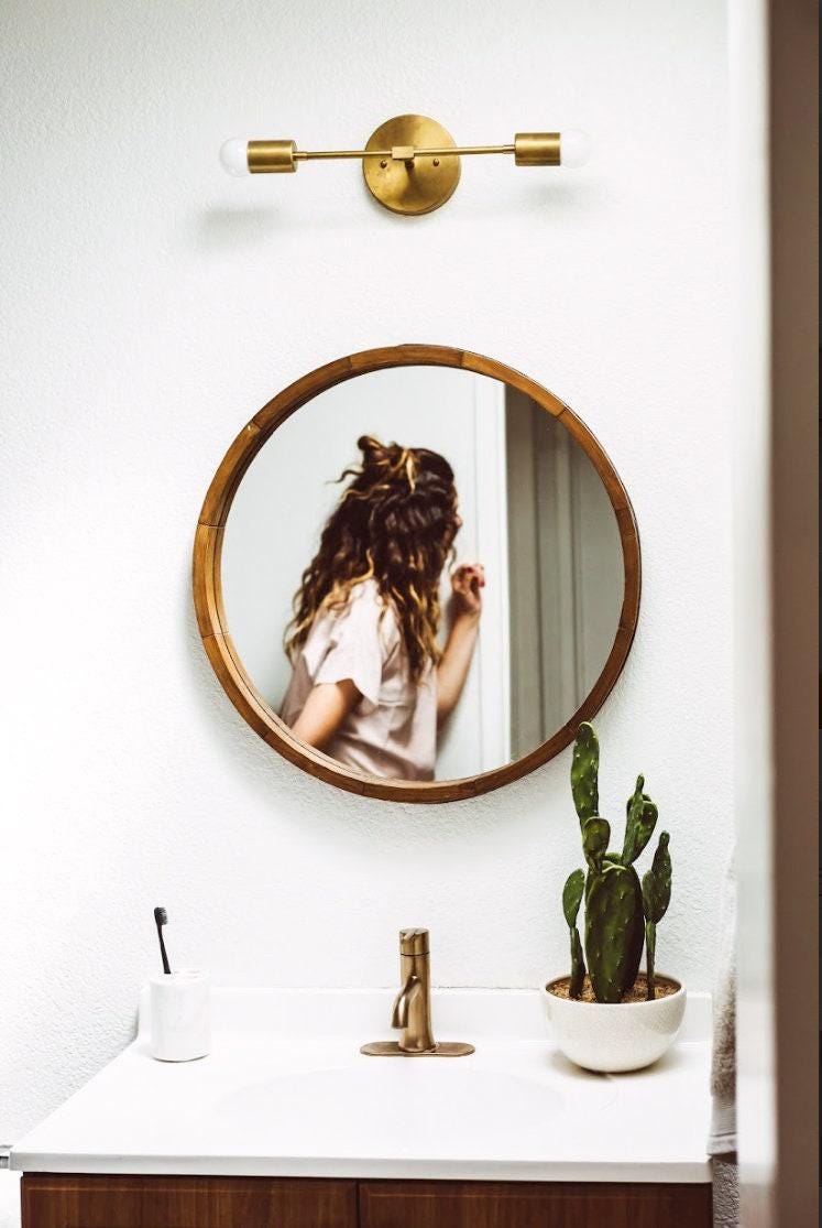 Single-Light Brass Vanity Sconce Bathroom Mirror Wall Light Symmetrical Pair — 10 Finishes