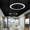 LED ring pendant ceiling light circular metal acrylic dimmable office living room — 15 to 47 inch sets