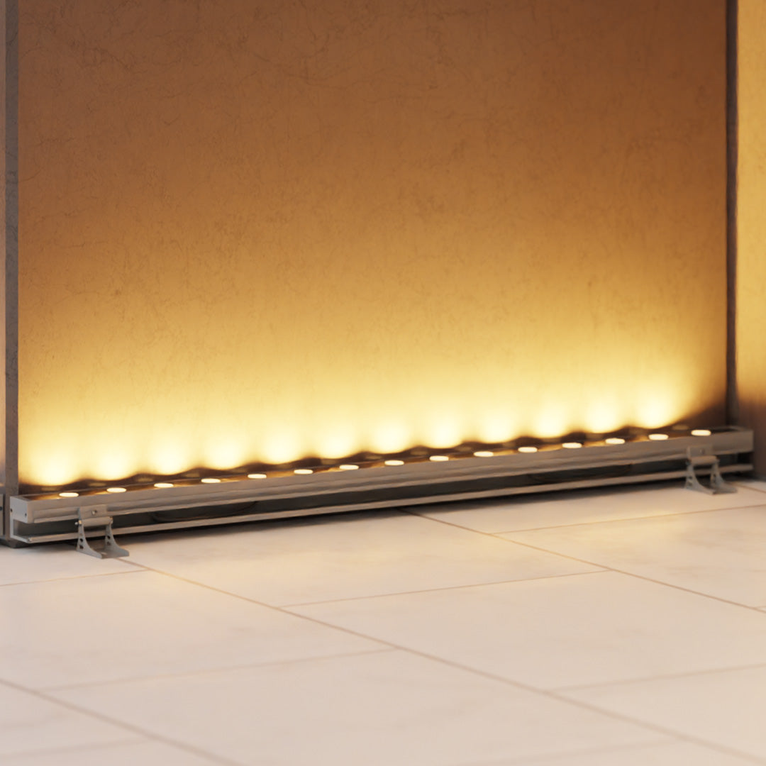 Linear LED wall washer upward outdoor aluminum light hardwired — 18W 24W warm cool white