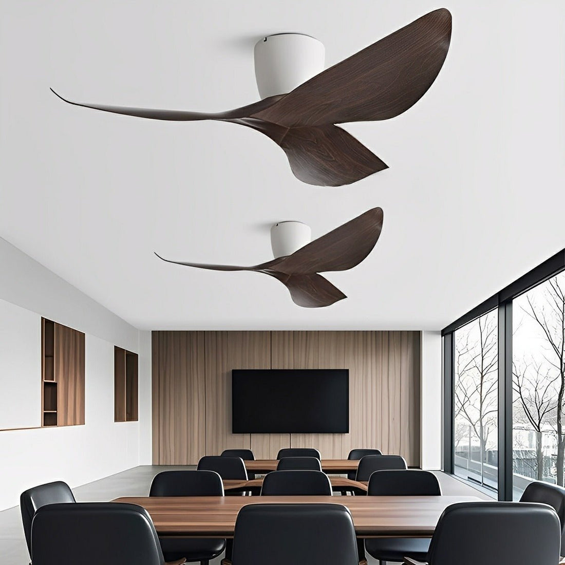 Modern 6-speed DC motor ceiling fan reversible LED bedroom dining room — 38 to 52 inch white black walnut