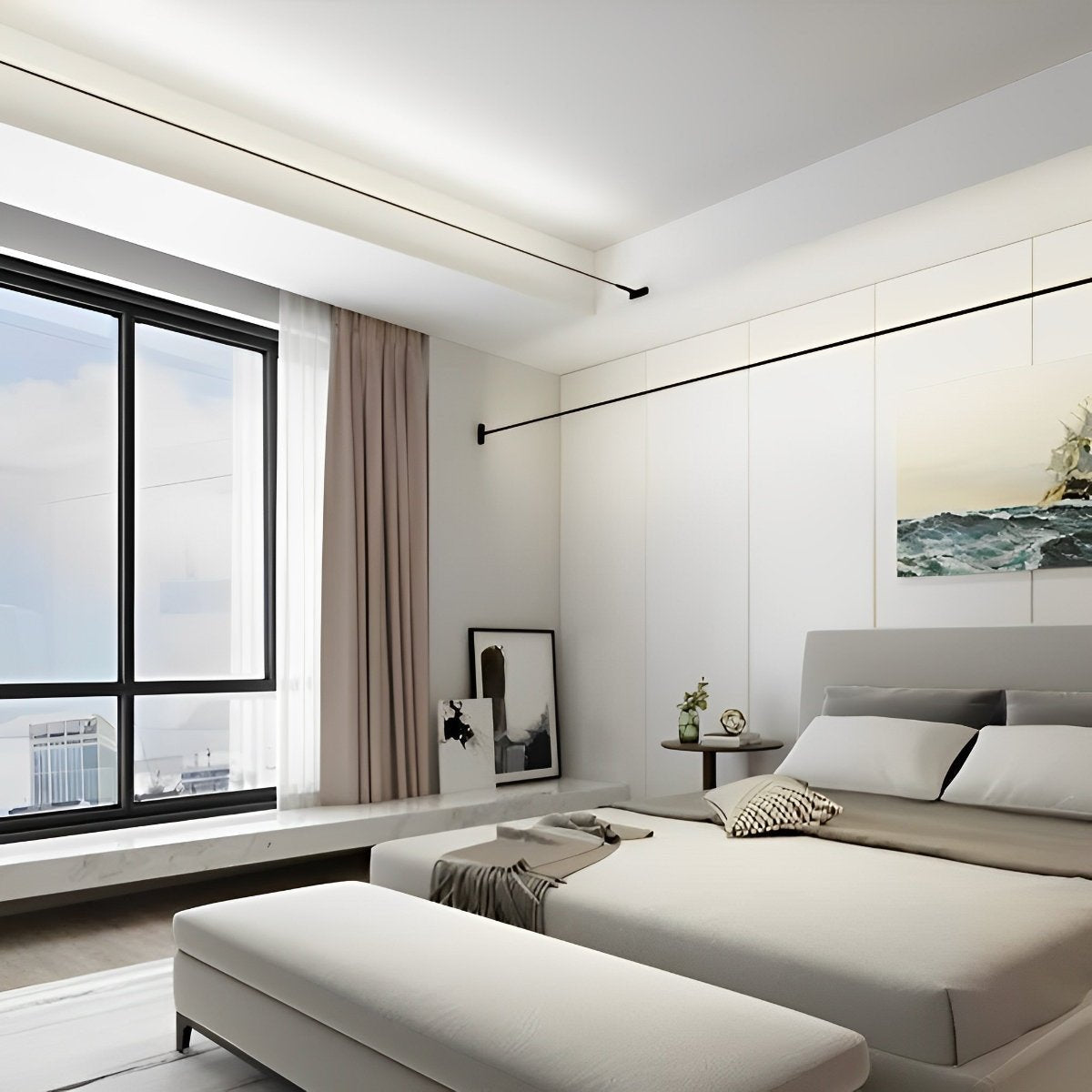 Modern Rota Rotatable LED Strip Linear Wall Light Dimmable Bedroom Living Room ...