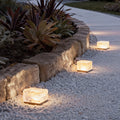 Solar ice cube step lights modern crystal glass outdoor walkway garden — sets of 4 to 15
