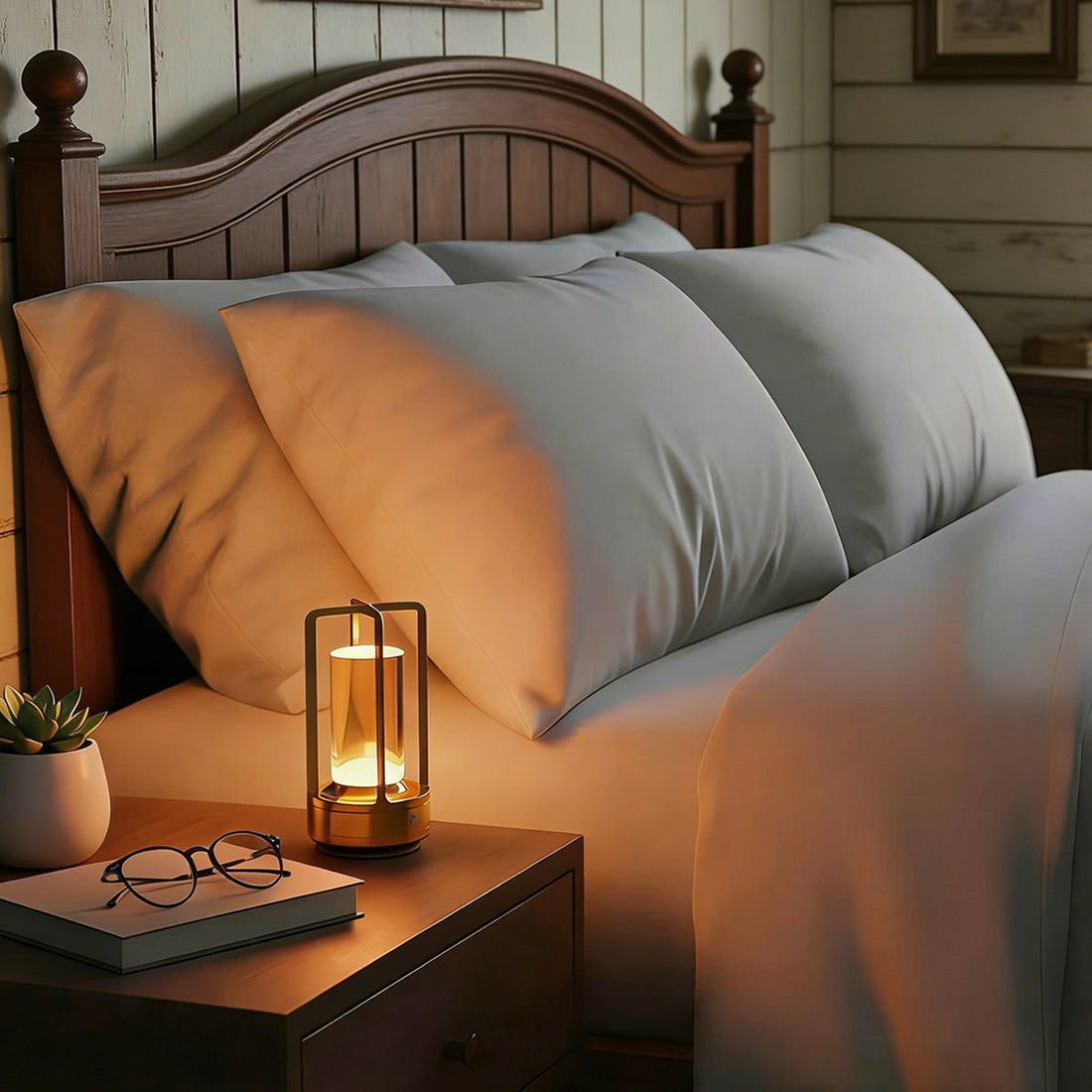Portable cordless lantern LED table lamp rechargeable touch dimming bedside outdoor — gold silver black