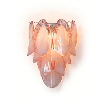 Pink Lotus Textured Glass Wall Sconce Sculptural Bedroom Living Room — Single Set of 2