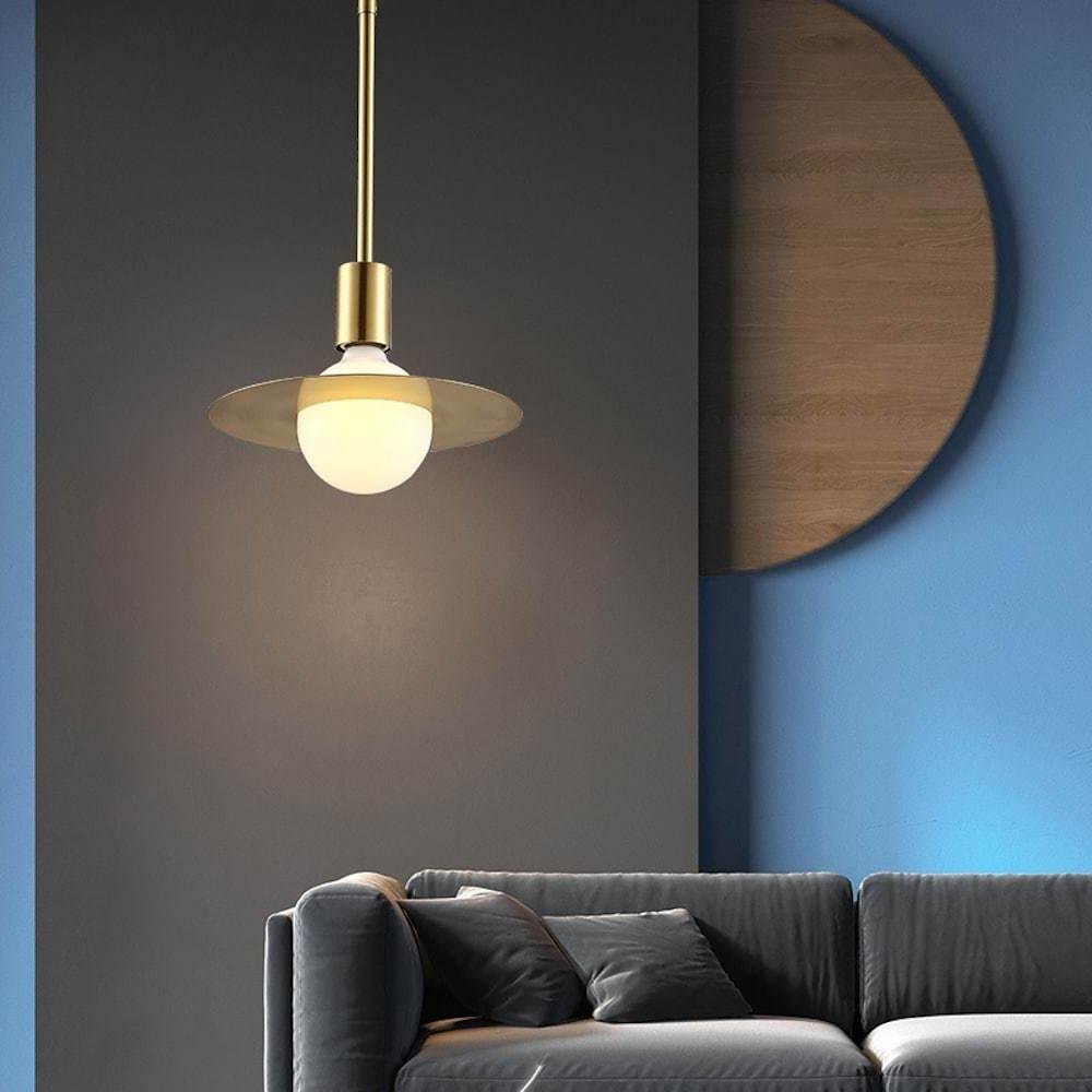 Gold Geometric LED Pendant Light Modern E26 Warm White Bedroom Dining Kitchen — Single 2-Pack 3-Pack