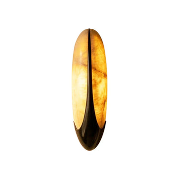 Sculptural Curved Alabaster Wall Lamp Wabi-Sabi Natural Stone Bedroom Living Room — Single Set of 2