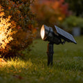 Solar lawn spotlights adjustable outdoor tree accent light aluminum — warm white and RGB sets