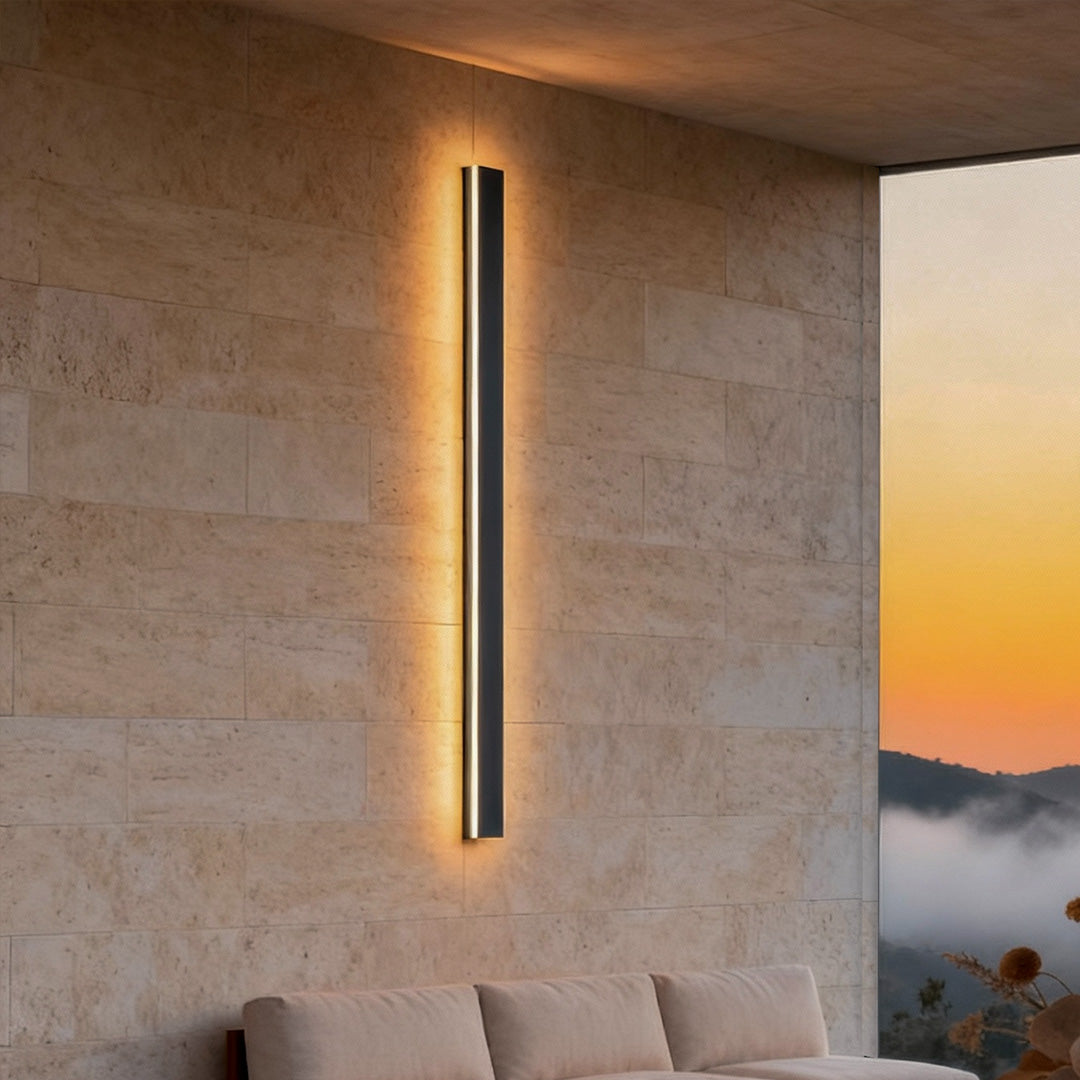Linear outdoor wall sconce minimalist LED black aluminum hardwired — 40 to 80 inch sets