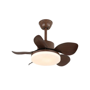 Terra Modern Silent Ceiling Fan Light Walnut Three-Color Changing Bedroom Living Room — 28 Inch