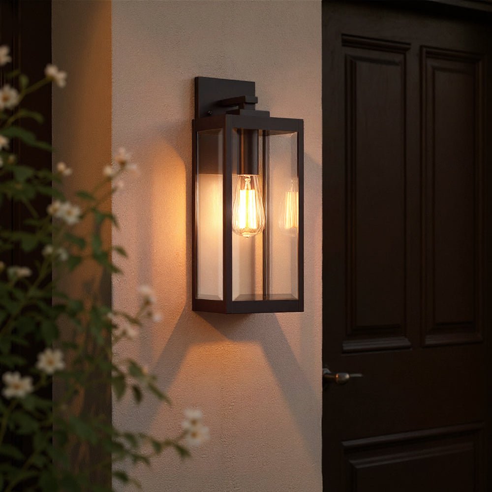 Farmhouse outdoor wall light black IP65 hardwired LED modern Quincy — 17 x 6 inch