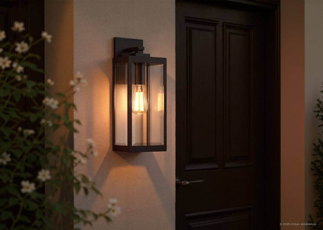 Farmhouse outdoor wall light black IP65 hardwired LED modern Quincy — 17 x 6 inch
