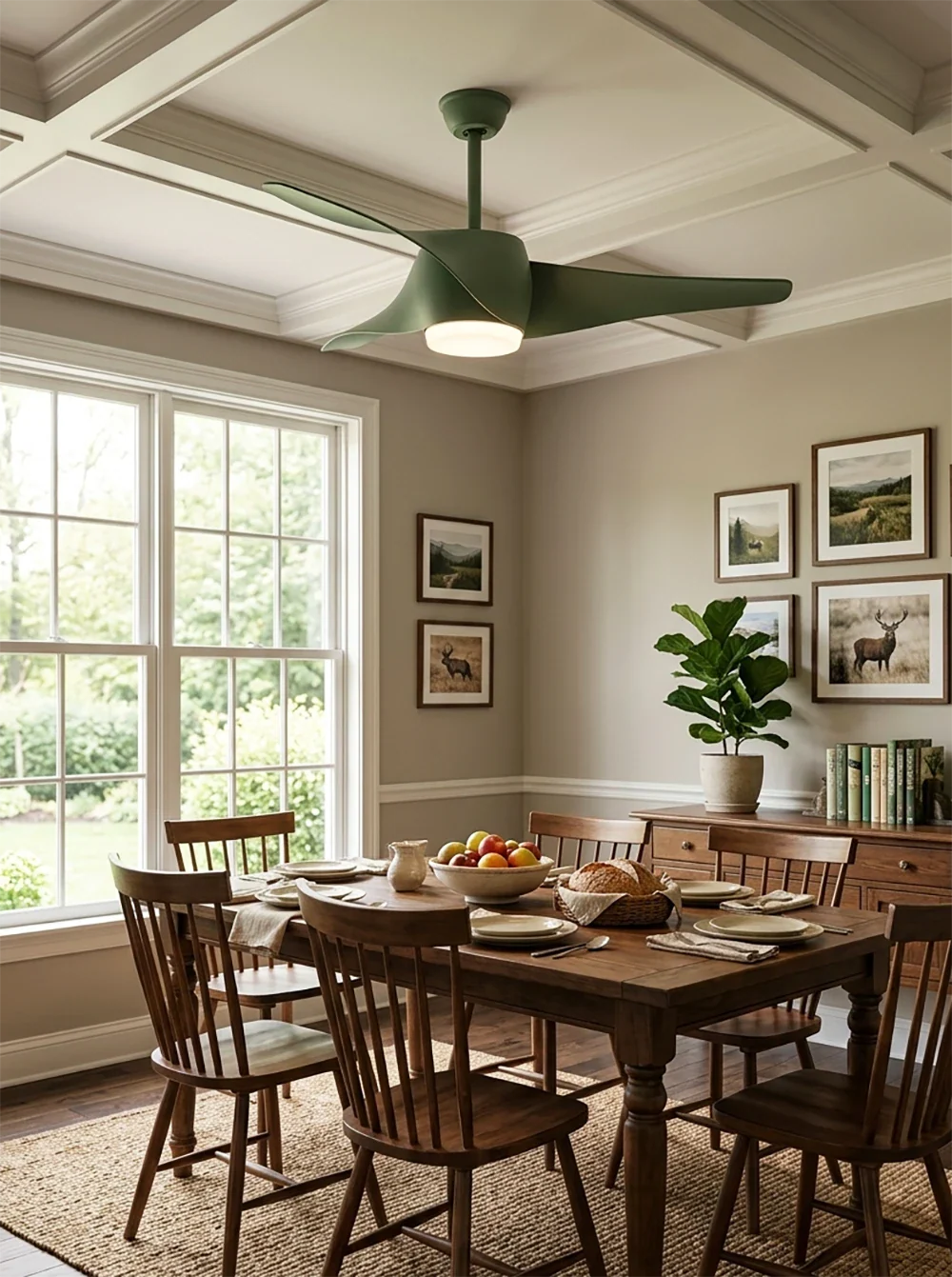 Vintage Akash Wood Ceiling Fan Light Reversible 52 Inch Bedroom Living Room — 5 Finishes Remote