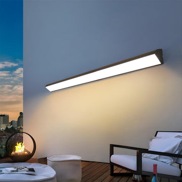 Outdoor waterproof LED strip wall light minimalist porch exterior hardwired — black white 15 to 47 inch