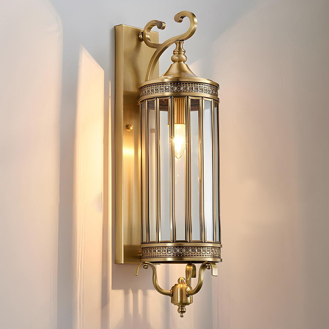 Vintage mid century outdoor porch wall light LED copper bronze IP54 — 21 to 39 inch sets