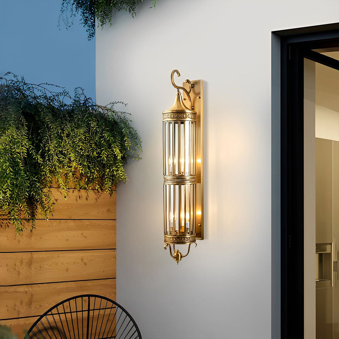 Vintage mid century outdoor porch wall light LED copper bronze IP54 — 21 to 39 inch sets