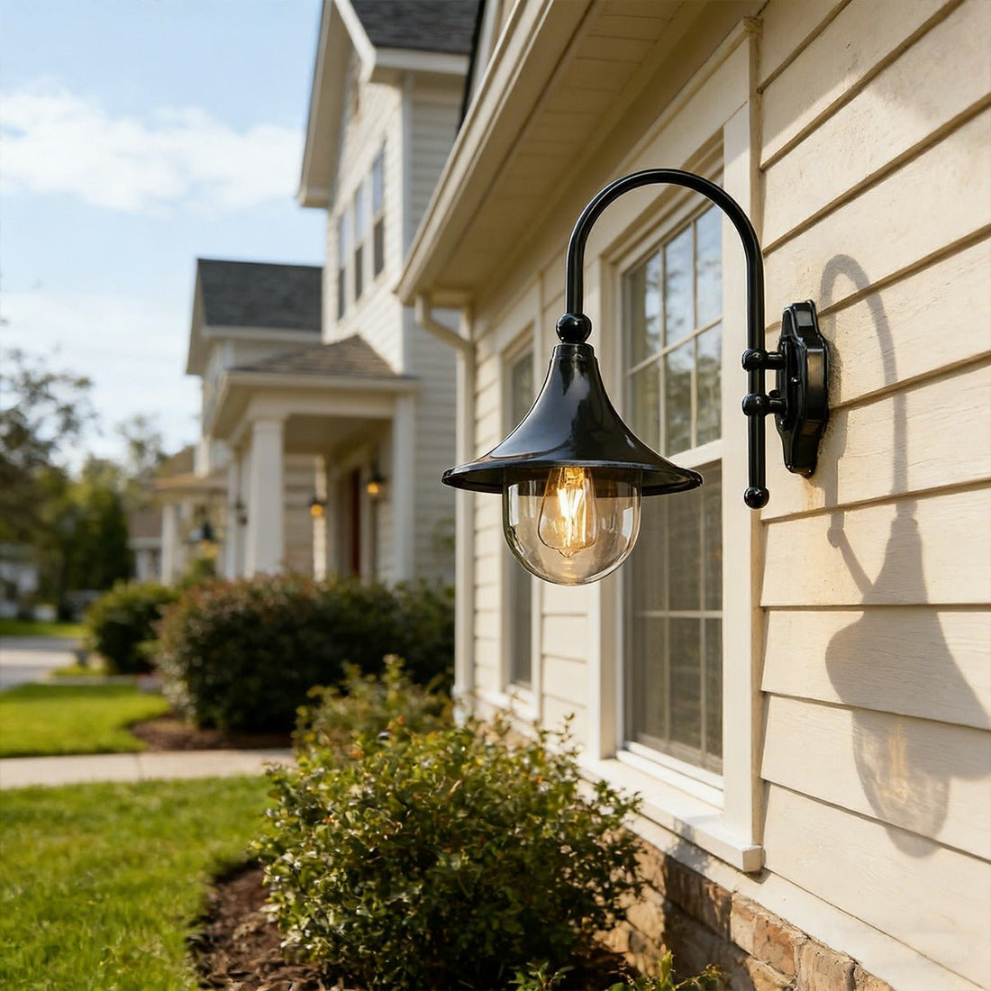 Vintage horn shape outdoor LED wall light waterproof black bronze IP54 — singles to sets