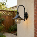 Vintage horn shape outdoor LED wall light waterproof black bronze IP54 — singles to sets